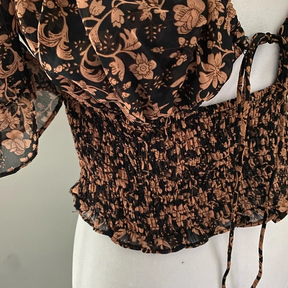 Crop Blouse Shirt Black Large NWT Blush Whimsical - Picture 3 of 9